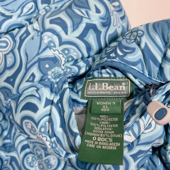 L.L. Bean Blue Floral Puffer Jacket - Picture 9 of 16